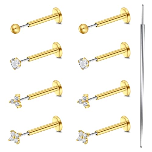 MODRSA Piercing-Ohr Tragus-Piercing-Jewellery Women Earring-Studs: 20G Tragus Stud 8mm Silver Stainless Steel Flat Back Includes Jewellery Tools von MODRSA