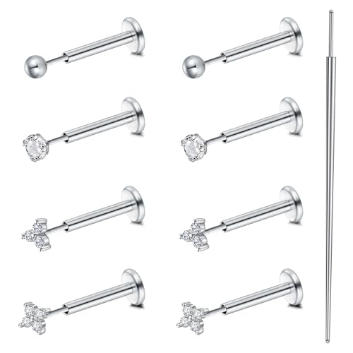 MODRSA Piercing-Ohr Tragus-Piercing-Jewellery Women Earring-Studs: 20G Tragus Stud 8mm Silver Stainless Steel Flat Back Includes Jewellery Tools MODRSA Piercing-Ohr Tragus-Piercing-Jewellery Women Earring-Studs: 20G Tragus Stud 8mm Silver Stainless Steel Flat Back Includes Jewellery Tools von MODRSA