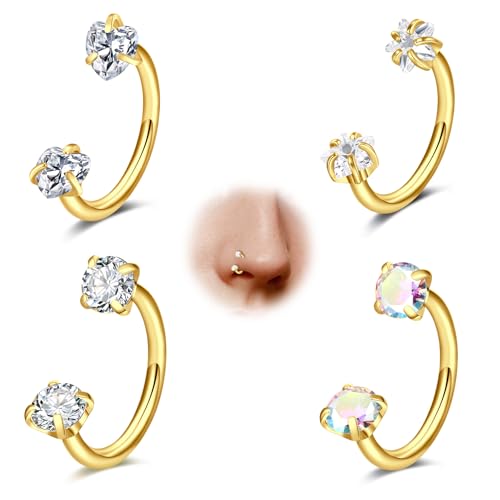 MODRSA Septum-Piercing Tragus-Piercing Women Conch-Jewellery : 20G Stainless Steel Septum Ring Silber Ohr for Zircon von MODRSA
