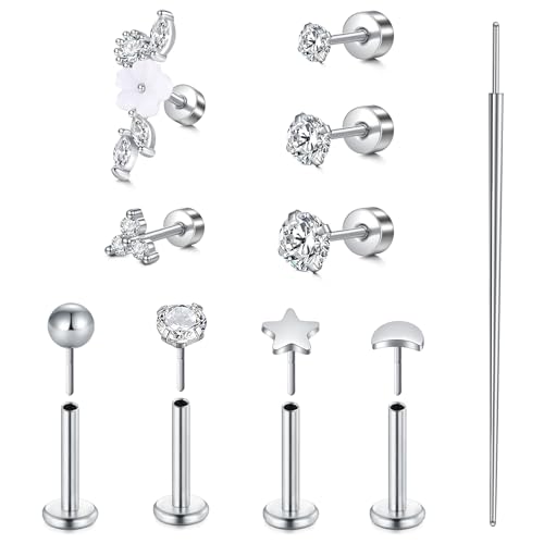 MODRSA Tragus -Piercing Conch-Piercing Women Lippenpiercing : Helix 20G silber Pierc Ohr Includes Jewellery Tools MODRSA Tragus -Piercing Conch-Piercing Women Lippenpiercing : Helix 20G silber Pierc Ohr Includes Jewellery Tools von MODRSA
