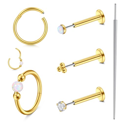 MODRSA Tragus-Piercing Septum-Piercing Jewellery Women : 20G Stainless Steel Tragus Jewellery 6/8/10mm Includes PiercTools von MODRSA