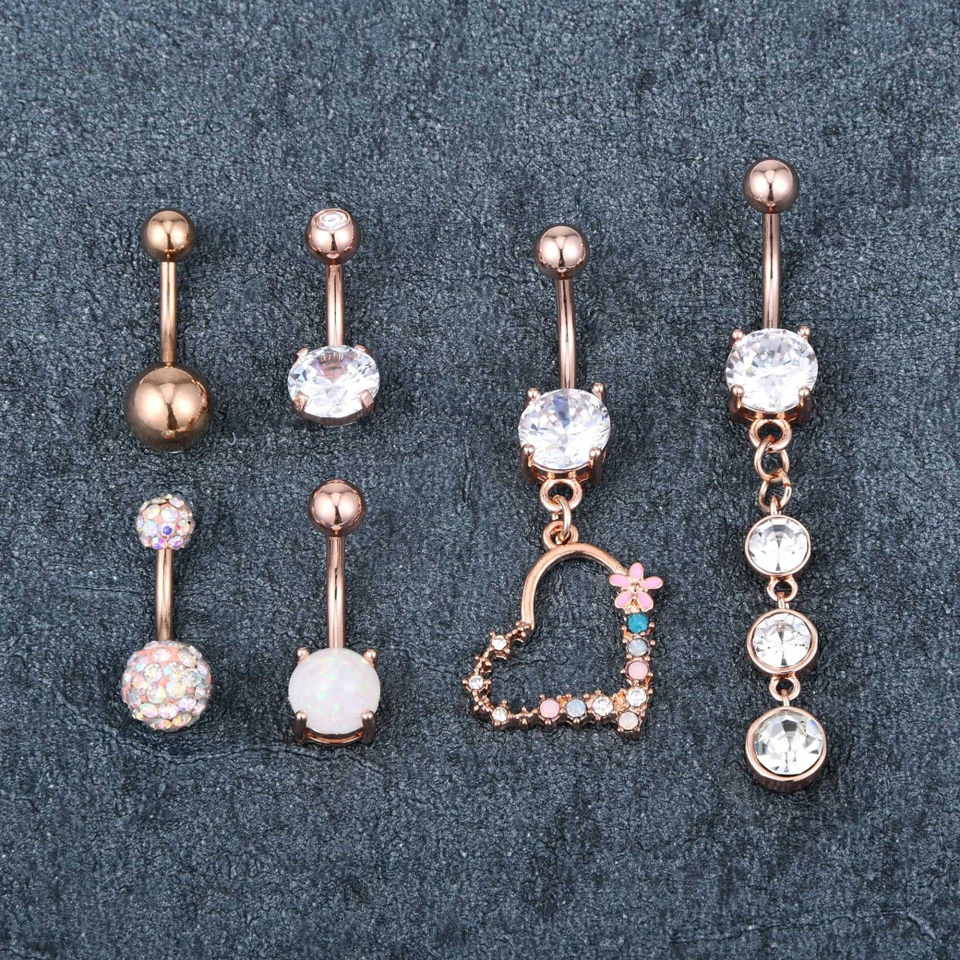 Opal Bauchnabel Ringe 14G Cz Edelstahl Für Mädchen Frauen Gebogene Barbell Piercing Set von MODRSA