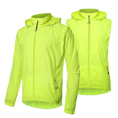 MODRYER Herren Fahrradjacke Winddicht Softshelljacke wasserdichte Atmungsaktive Laufjacke Warm Herren Sportjacke Sommer/Herbst Windjacke Leicht Laufweste,Green-L von MODRYER