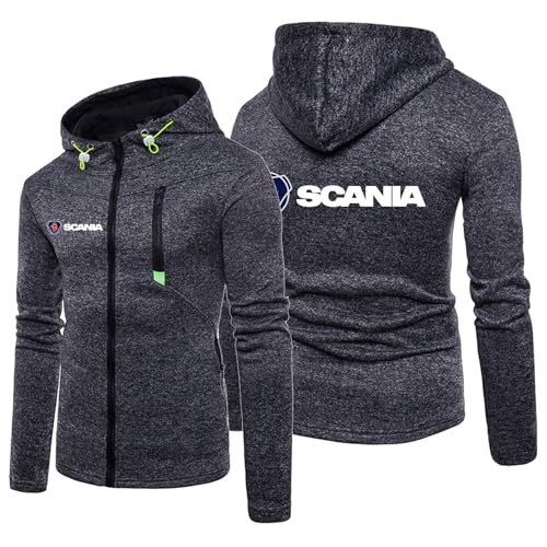 MODRYER Herren-Hoodies Für Scania Reißverschluss-Sweatshirt Pullover Jacken Langarm-Kapuzenpullover Oberteile Kapuzen-Sweatjacken Frühling/Herbst-Sweatshirts Mit Taschen,Black-m von MODRYER