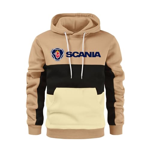 MODRYER Herren Kapuzenpullover Für Scania Langärmelig Sweatshirts Lässig Mit Kapuze Oberteile Laufsport Bedruckt Trainingsanzug Kapuzenpullover Mit Kordelzug Und Tasche,Khaki-M von MODRYER
