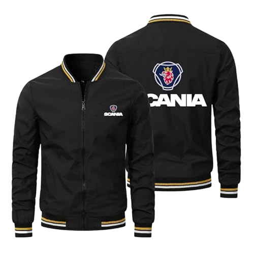 MODRYER Herren Reißverschluss Jacke Für Scania Dünnes Frühlings-Sweatshirt Bomberjacken Jugendliche Erwachsene Oberbekleidung Mit Langen Ärmeln Lässig Stilvoll Fürs Business-Büro,Black-5XL von MODRYER