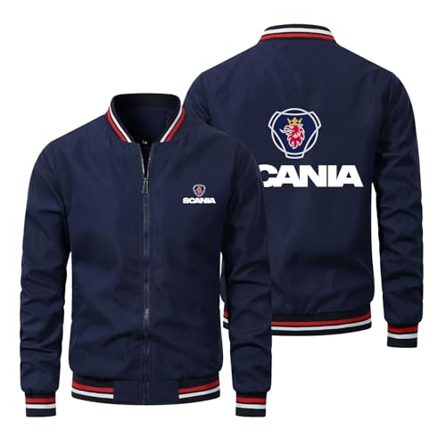 MODRYER Herren Reißverschluss Jacke Für Scania Dünnes Frühlings-Sweatshirt Bomberjacken Jugendliche Erwachsene Oberbekleidung Mit Langen Ärmeln Lässig Stilvoll Fürs Business-Büro,Blue-L von MODRYER