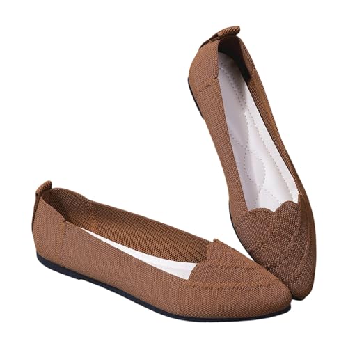 Damen Ballerinas Elegant,Flach Outdoor rutschfest Arbeitsschuhe Leichtgewicht Einzelschuhe Leicht Bequem Freizeitschuhe Spitz Flache Schuhe Basic Tanzschuhe von MODSGUE