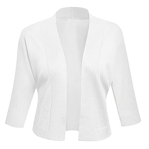 Damen Bolero Festlich Elegant Strickjacke Kurze Bolerojacke Schulterjacke Open Front Cardigan Lässige Solid Top Shrug TopDamen mit Knopf Kurz Leichter Casual Basic von MODSGUE