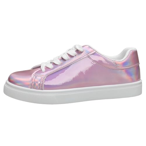 Damen Diamant Sneakers Glitzer Low Plateau Walkingschuhe Freizeitschuhe Schnürer Sportschuhe Atmungsaktiv Strass Turnschuhe Joggingschuhe Laufschuhe von MODSGUE