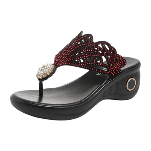 Damen Flip Flops Große Größen Sandalen Sommer Leder Schlappen Lässige Flache Schuhe Slippers mit Strasssteinen Flat Heel Elegant Freizeit Römersandalen Peep Toe Flip Flop Strandsandalen Damen Flip Flops Große Größen Sandalen Sommer Leder Schlappen Lässige Flache Schuhe Slippers mit Strasssteinen Flat Heel Elegant Freizeit Römersandalen Peep Toe Flip Flop Strandsandalen von MODSGUE
