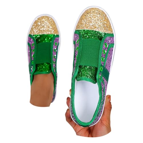 Damen Glitzer Canvas Sneaker Glitzer Funkelndem Mode Glänzend Casual Bling Pailletten Konzertschuhe Hertbst Low Top Schnürung Komfortable Gepolsterte Walking von MODSGUE