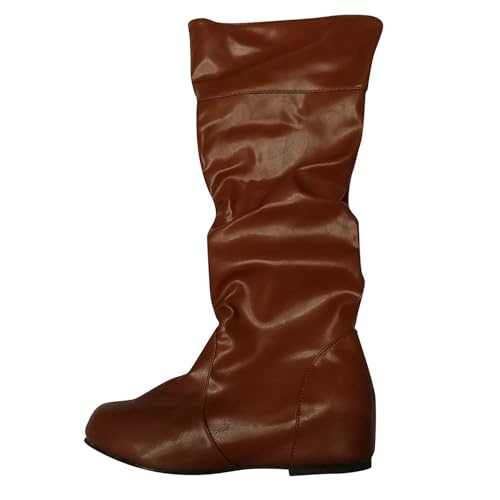 Damen Hohe Stiefel Winter Schuhe Warme Leder Reitstiefel Niedrige mit Absatz Komfort Einfarbig Basic Beiläufige Schnalle Bequem Langschaft Kniehohe Stiefel Lang Boots von MODSGUE