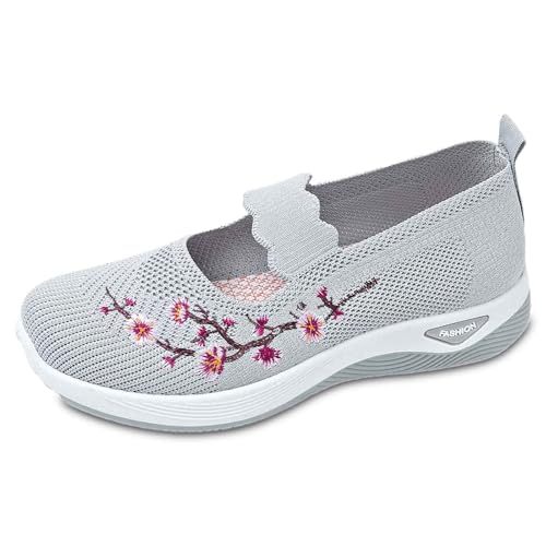 Damen Orthopädische Schuhe Sommerschuhe Sommer Damenschuhe Leichte Walkingschuhe Vermascht Bequeme Sportschuhe Slip On Sneakers Mesh Stoffschuhe Krankenschwester Frauen Turnschuhe von MODSGUE