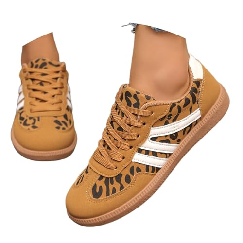 Damen Retro Sneaker mit Gummisohle - Modische Leder- Klassische Bequem Basic Freizeitschuhe für Tennis und Skateboarden, rutschfeste Turnschuhe von MODSGUE