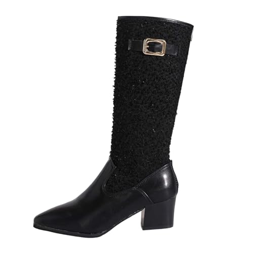 Damen Stiefeletten Lässige Winterstiefel Warme Gefüttert Boots Reitstiefel Beiläufige Westernstiefel Schuhe Lange Stiefel mit Absatz Casual Langschaft Stiefel von MODSGUE