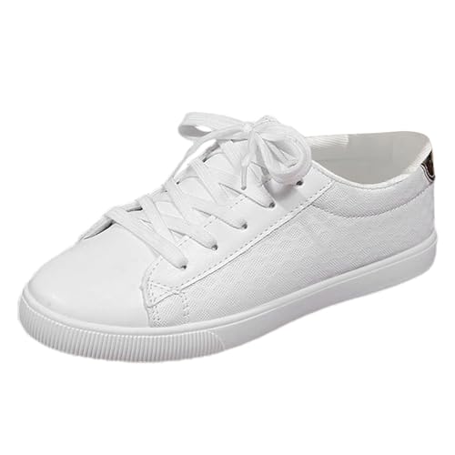Fashion Slip-On Sneaker Damen Low Cut Sneaker Leichtgewichts Atmungsaktiv Walkingschuhe PU Runde Zehe Flache Sport Damenschuhe Turnschuhe Freizeitschuhe von MODSGUE