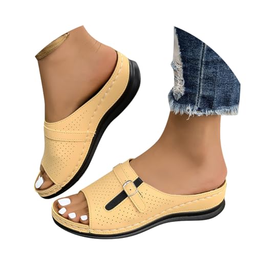 Flip Flops Orthopädische Hausschuhe Damen Keilabsatz Leder Hausschuhe Vintage Sommerschuhe Freizeit Wedge Mit Absatz Fussbett Slides Slipperstrandschuhe Peep Toe Plateau Sandalen Flip Flops Orthopädische Hausschuhe Damen Keilabsatz Leder Hausschuhe Vintage Sommerschuhe Freizeit Wedge Mit Absatz Fussbett Slides Slipperstrandschuhe Peep Toe Plateau Sandalen von MODSGUE