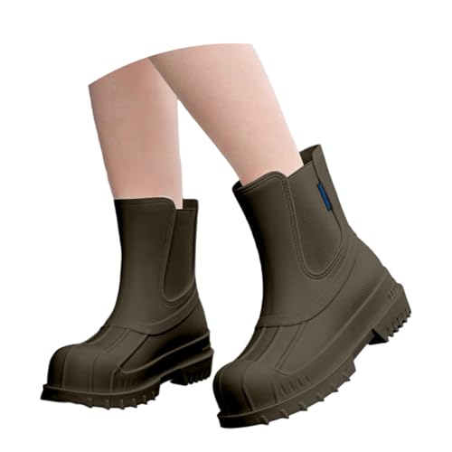 Gummistiefel Damen Kurze Regenstiefel Wasserdicht Bequem Antie-Rutsch Stiefeletten Safety Elastische Chelsea Stiefel Mode Gartenschuhe mit Rutschfest Sohle von MODSGUE