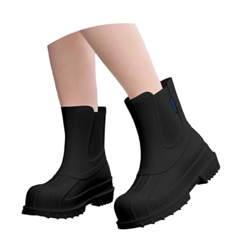 Gummistiefel Damen Kurze Regenstiefel Wasserdicht Bequem Antie-Rutsch Stiefeletten Safety Elastische Chelsea Stiefel Mode Gartenschuhe mit Rutschfest Sohle von MODSGUE