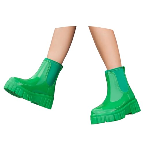 Gummistiefel Damen Regenschuhe Wasserdicht Halbhoch Segelstiefel rutschfest Regenstiefel Bequem Chelsea Boots Mode Winter Gartenschuhe mit Bequemen Einlegesohlen von MODSGUE