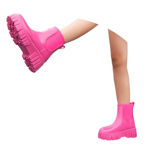 Gummistiefel Damen Regenschuhe Wasserdicht Halbhoch Segelstiefel rutschfest Regenstiefel Bequem Chelsea Boots Mode Winter Gartenschuhe mit Bequemen Einlegesohlen von MODSGUE