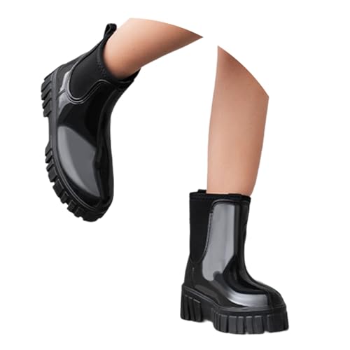 Gummistiefel Damen Regenschuhe Wasserdicht Halbhoch Segelstiefel rutschfest Regenstiefel Bequem Chelsea Boots Mode Winter Gartenschuhe mit Bequemen Einlegesohlen von MODSGUE