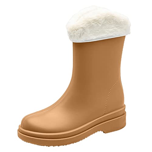 Gummistiefel Damen Warme Gefüttert Regenstiefel Winter Wasserdicht Regenschuhe Mode rutschfeste Gartenschuhe Halbhoch Gummistiefeletten Baisc Elegant Kurzschaft Ankle Boots von MODSGUE
