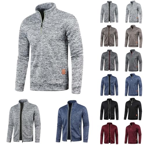 Half Zip Pullover Herren Ohne Kapuze Männer für Solid Sweatjacke Oversize Winter Sport Sweater Men Alphanumerisch up Stehkragen Casual Langarmshirt V Ausschnitt Freizeit Slim fit Top von MODSGUE