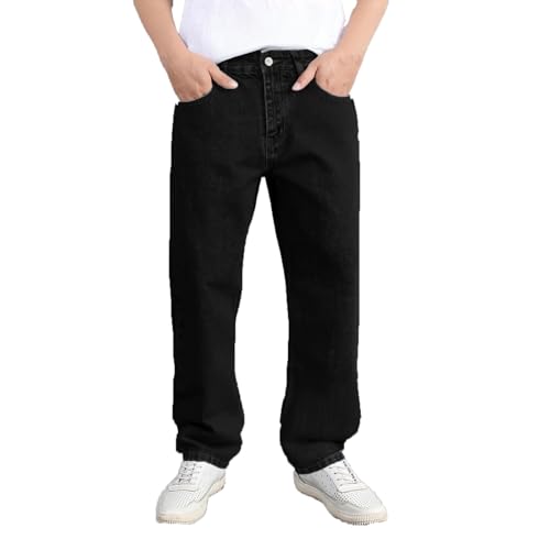 Herren Baggy Jeans Übergröße Jeanshose Dehnbare Loose Fit-Jeans Hose Männer Hohe Taille Stretch Straight Jeans Hose Stonewashed Denim Lange Hose Freizeithose von MODSGUE