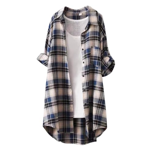 Karohemd Damen Bluse Kurzarm Longbluse Leicht Karierte Bluse Elegant Lang Luftig Damen Hemd Karo Tunika Casual Oberteile Damen Hemdjacke Teenager Mädchen T-Shirt Atmungsaktive in trendigem Karohemd Damen Bluse Kurzarm Longbluse Leicht Karierte Bluse Elegant Lang Luftig Damen Hemd Karo Tunika Casual Oberteile Damen Hemdjacke Teenager Mädchen T-Shirt Atmungsaktive in trendigem von MODSGUE