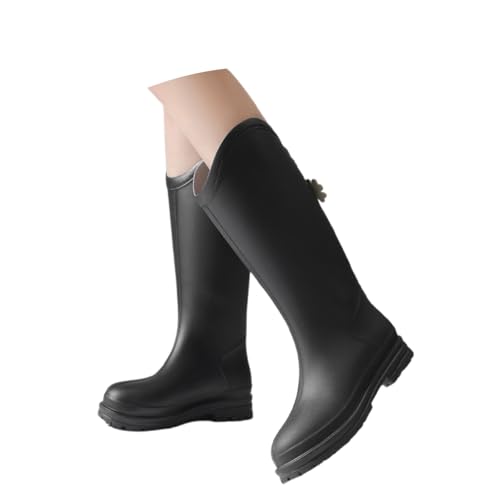 Leichte Gummistiefel Damen Flach Rutschfest Stiefeletten Bequem Mit Absatz Stiefeletten Rutschfeste Outdoor-Arbeitsstiefel Atmungsaktive Outdoor Hohe Regenstiefel Gummistiefel von MODSGUE