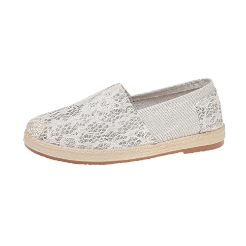 MODSGUE Aushöhlen Low Schuhe für Damen, Sommer Geflochten Leinen Walkingschuhe Casual Atmungsaktiv & Bequem Slip-on Canvas Schuhe Strandsandalen Sommerschuhe von MODSGUE