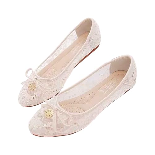 MODSGUE Ballerinas Damen Flache Atmungsaktive Schuhe Bequeme Slip-On Loafer mit Runder Zehe Weiche Freizeit Leichtes Komfort Sommer Basic Sommerschuhe für Alltag von MODSGUE