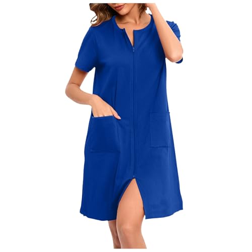 MODSGUE Bathrobe Morgenmantel Damen Große Größen Dünner Frottee Lang Leichter Bademantel mit Reißverschluss Kuschelig Übergröße Bequem Hausmantel von MODSGUE