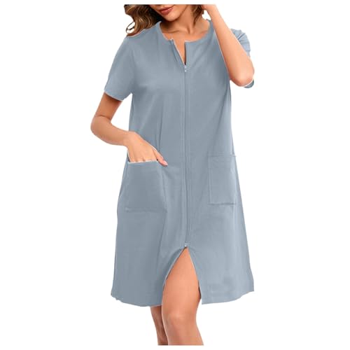 MODSGUE Bathrobe Morgenmantel Damen Große Größen Dünner Frottee Lang Leichter Bademantel mit Reißverschluss Kuschelig Übergröße Bequem Hausmantel MODSGUE Bathrobe Morgenmantel Damen Große Größen Dünner Frottee Lang Leichter Bademantel mit Reißverschluss Kuschelig Übergröße Bequem Hausmantel von MODSGUE