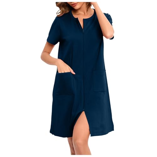 MODSGUE Bathrobe Morgenmantel Damen Große Größen Dünner Frottee Lang Leichter Bademantel mit Reißverschluss Kuschelig Übergröße Bequem Hausmantel von MODSGUE