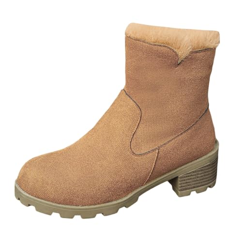MODSGUE Boots Damen Stiefeletten Gefüttert Elegant Wildleder Reitstiefel Für Frauen Mit Seitlicher ReißVerschluss Schwarz Kurzstiefel Plüsch Einfarbig Westernschuhe von MODSGUE