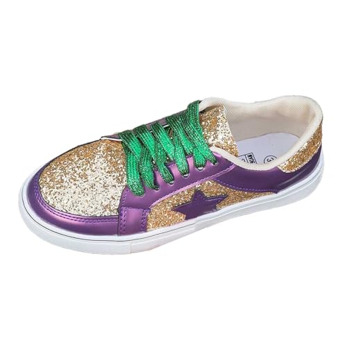 MODSGUE Brautschuhe Elegant Glitzer Schuhe Karneval Turnschuhe Metallic Hippie Sneakers Pailletten Laufschuhe Glänzend Party Stiefeletten Einfarbig Brautschuhe von MODSGUE
