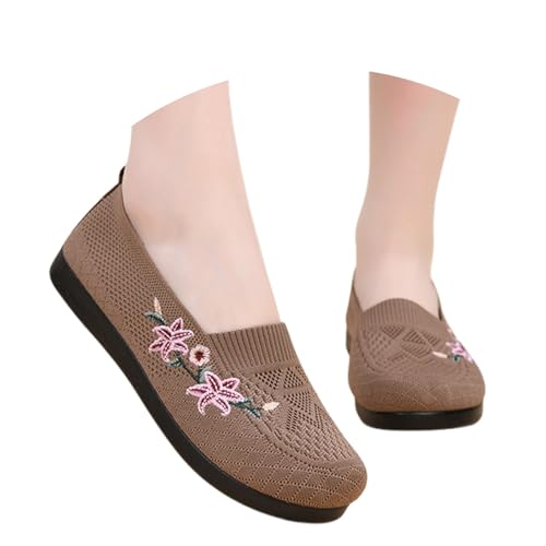 MODSGUE Damen Bequem Slip On Sneakers Leichte Atmungsaktiv Freizeitschuhe Outdoor Gestrickte Loafers Flache Schuhe Sommerschuhe Sommer Gymnastikschuhe von MODSGUE