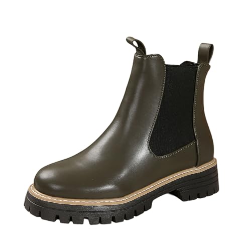 MODSGUE Damen Chelsea Stiefeletten mit quadratischer Zehenpartie,Bequem,Modisch, mit Niedrigem Absatz, Rutschfester Sohle,Winter, Herbst-Booties Schuhe von MODSGUE
