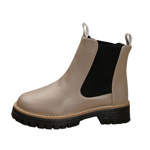 MODSGUE Damen Chelsea Stiefeletten mit quadratischer Zehenpartie,Bequem,Modisch, mit Niedrigem Absatz, Rutschfester Sohle,Winter, Herbst-Booties Schuhe von MODSGUE