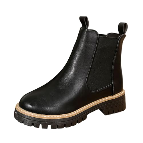 MODSGUE Damen Chelsea Stiefeletten mit quadratischer Zehenpartie,Bequem,Modisch, mit Niedrigem Absatz, Rutschfester Sohle,Winter, Herbst-Booties Schuhe von MODSGUE