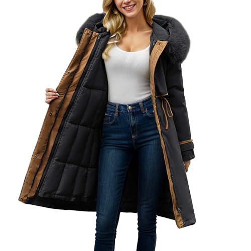 MODSGUE Damen Daunenjacke Lang Mantel Steppmantel Wintermantel Mit Kapuze Winter Warm Jacke Basic Outdoorjacke Steppjacke Steppmantel MODSGUE Damen Daunenjacke Lang Mantel Steppmantel Wintermantel Mit Kapuze Winter Warm Jacke Basic Outdoorjacke Steppjacke Steppmantel von MODSGUE