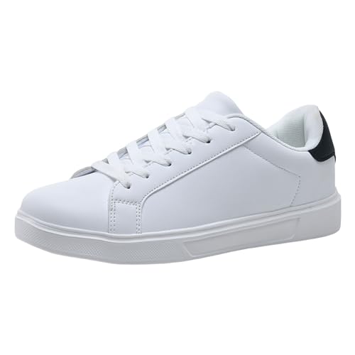 MODSGUE Damen Flache Low Sneaker PU Leder Unisex Lace-Up Turnschuhe Laufschuhe Sportschuhe Freizeitschuhe Leicht Tennisschuhe Walkingschuhe Einfarbig Basic Wanderschuhe Schwarz MODSGUE Damen Flache Low Sneaker PU Leder Unisex Lace-Up Turnschuhe Laufschuhe Sportschuhe Freizeitschuhe Leicht Tennisschuhe Walkingschuhe Einfarbig Basic Wanderschuhe Schwarz von MODSGUE