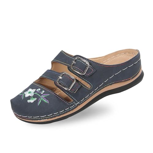 MODSGUE Damen Flip Flops Clogs Sandalen Sommer Sandalen mit Absatz Pantoletten Hausschuhe Blume Slipper Mokassins Basic Outdoor Wedges Loafer Schuhe Outdoor von MODSGUE