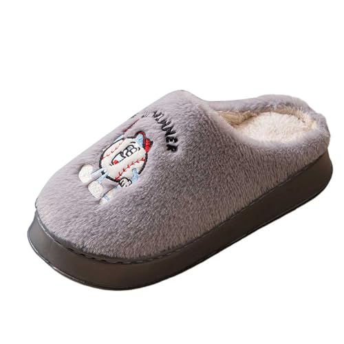 MODSGUE Damen Fuzzy Pantoffel Katzen Hunde Muster Karikatur Tier Hausschuhe Memory Foam Kuscheliges Plüschpaar Indoor Haushalt Pantoffeln Damenhausschuhe für Frau weich von MODSGUE