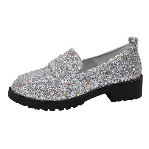 MODSGUE Damen Glitzer Canvas Sneakers Slip-On Stoffschuhe Pailletten Segelschuhe Atmungsaktiv Flache Loafer Walkingschuhe Loafer Bequeme Schuhe von MODSGUE