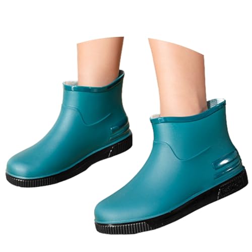 MODSGUE Damen Gummistiefel Wasserdicht Gummistiefeletten Halbhohe Ankle Wellies Anti-Rutsch Reitstiefel Regenstiefeletten Fraun Bequem Atmungsaktiv Regenstiefel Komfort Gartenschuhe von MODSGUE
