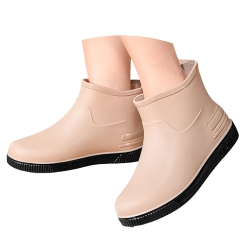 MODSGUE Damen Gummistiefel Wasserdicht Gummistiefeletten Halbhohe Ankle Wellies Anti-Rutsch Reitstiefel Regenstiefeletten Fraun Bequem Atmungsaktiv Regenstiefel Komfort Gartenschuhe von MODSGUE